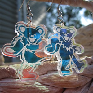 Iridescent Dancing Bear Earrings – Grateful Dead Inspired