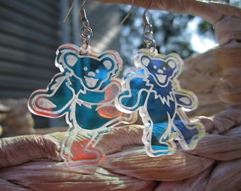 Iridescent Dancing Bear Earrings – Grateful Dead Inspired
