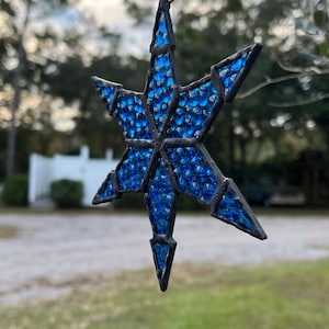 Stained Glass Snowflake Suncatcher/  Christmas Tree Ornament