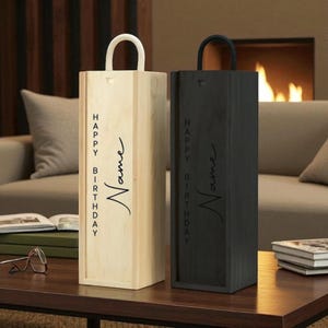 Caixa de vinho de madeira personalizada, gravada a laser, ideia de presente única, presente de dia dos namorados, presente de amor para casal, caixa de vinho de madeira, caixa de vinho de casamento
