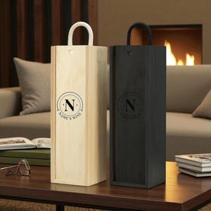 Personalised Bespoke Wooden Wine Box Laser Engraved Unique Gift Idea,Engraved Wooden Wine Boxes With Name and Date,Wedding Wine Box