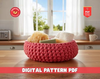 Crochet Basket Pattern, Modern Home Decor, Beginner Tutorial (PDF Pattern)
