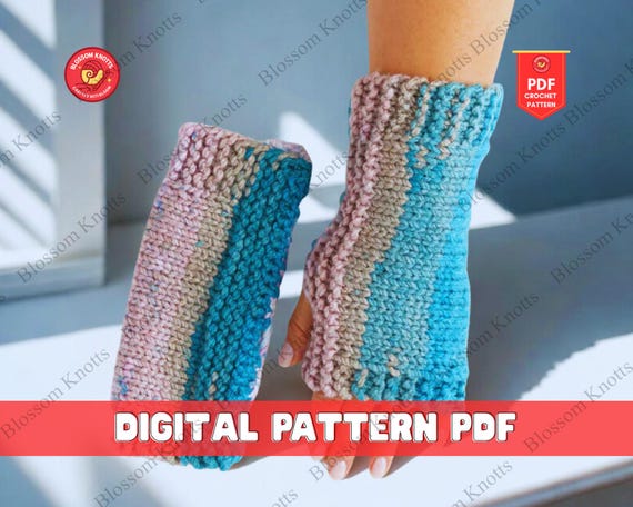 Knit Fingerless Gloves Pattern Wrist Warmer Knitting Pattern
