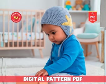 Aviator Hat Knitting Pattern, Baby Toddler Earflap Beanie (PDF Pattern)