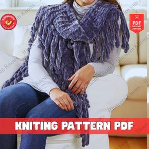 Modèle de tricot écharpe pull feuillu pour châle à manches, modèle de tricot d&#39;écharpe douillet, écharpe pull avec manches, modèle de châle en tricot