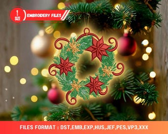 FSL Christmas Tree Ornament Embroidery Design, Lace Pendant (Digital Download)