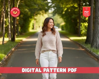 Crochet Hoodie Pattern, Beginner Friendly Unisex Hooded Sweater (PDF Pattern)