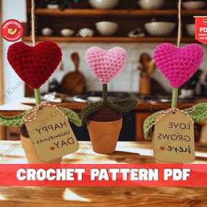 Red Heart Plant Crochet Pattern Amigurumi Valentine Gift Idea Heart Amigurumi Crochet Pattern Anniversary Gift For Her Or Him