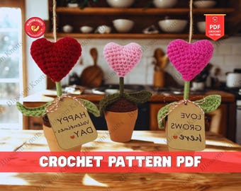 Heart Plant Crochet Pattern, Valentine's Day Amigurumi (PDF Pattern)