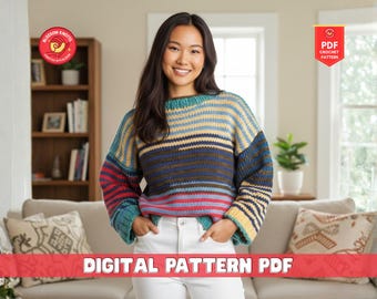 Chunky Toddler Sweater Knitting Pattern, Top Down Pullover (PDF Pattern)