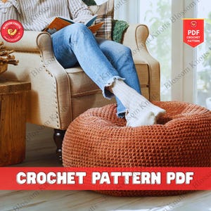 Crochet Pouf Pattern Crochet Bean Bag Pattern Floor Cushion Pouf Ottoman Crochet Footstool Pattern Crochet Poof Floor Pouffe Cover