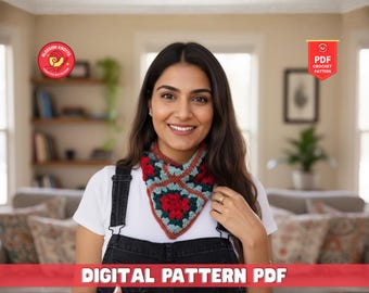 Die Daisy Bandana PDF Häkelanleitung für handgemachte Sommer Kopftuch und Accessoires, sofortiger digitaler Download