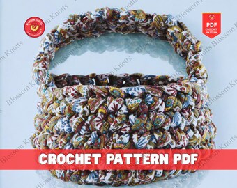 Modelo de bolsa de crochê fácil: Bolsa de crochê com fio de camiseta ideal para iniciantes (padrão em PDF)