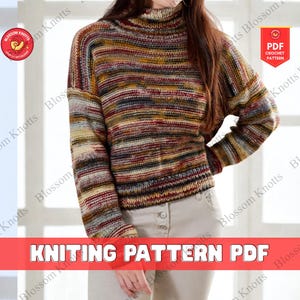 Sand Dunes Sweater Knitting Pattern for Women, Turtleneck or Round Neck Design, Oversized Cable Knit Pullover, Modern Handmade Jumper