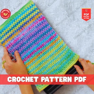 Crochet Laptop Sleeve Pattern for Tablet Chromebook Ipad Case Modern Patchwork Style Crochet Computer Cover Beginner Friendly Design