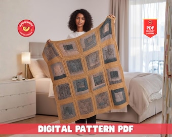 Puff Stitch Crochet Blanket Pattern, Tri-Color Afghan (PDF Pattern)