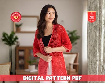Crochet Cardigan Pattern: Beginner Velvet Chenille Sweater (PDF Pattern)