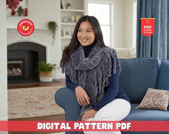Leafy Sweater Scarf Knitting Pattern, Sleeved Shawl (PDF Pattern)
