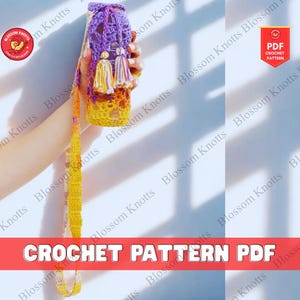 Circle Leaf Crochet Water Bottle Holder Pattern Easy DIY Drink Carrier Crochet Gift Idea for Market Craft Shows Beginners Men Women