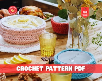 Crochet Bowl Cozy Pattern, Modern Moss Stitch (PDF Pattern)