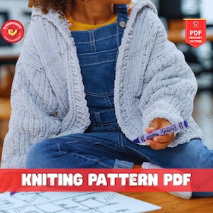 Kids Hooded Sweater Knitting Pattern in Aran Yarn for Boys and Girls | Easy Knit Hoodie with Kangaroo Pocket |