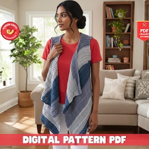 Cotton Knit Vest Pattern for Women, Crochet Cardigan Pattern, Irish Crochet Jumper, Lacy Granny Square, Circle Sweater Design