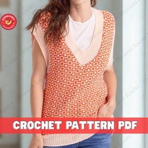 Chunky Knit Sweater Vest Pattern for Women, Easy Knitting Pattern for Advanced Beginners, Sleeveless Knit Vest, V Neck Knit Vest Design