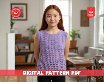 Crochet Top, Sleeveless Tank Top Pattern, Women's Crochet Vest Pattern (PDF Download)