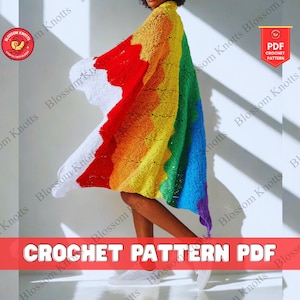 Rainbow Crochet Blanket Pattern Ripple Stitch Baby Afghan Boho Multistitch Rainbow Throw Crochet Blanket Rainbow Bobble Pattern