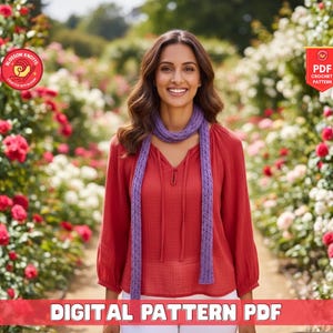 Echarpe fine à oeillets au crochet (Patron PDF)
