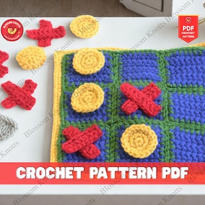 Crochet tic tac toe game pattern travel board crochet game for kids and family fun crochet tic tac toe set handmade crochet games