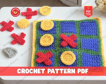 Crochet Tic Tac Toe Game Pattern, Travel Board (PDF Pattern)