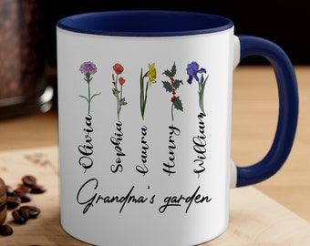Grandma's garden mug, Month flower mug design, Gift ideas for Nana, Garden mug, Grandmas garden, Gift for grandma, Grandma Custom CYNH40
