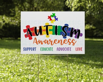 Autism Awareness Yard Sign, Printed 2-Sided, Metal H-Stake Included CZFN21