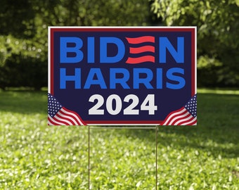 Biden Harris 2024 Yard Sign - Coroplast Joe Biden For President 2024 Sign, 2024 President Election Biden Signs with Metal H-Stake CZFM44