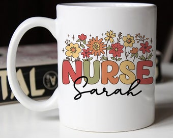 Personalized Nurse Mug, Custom RN Gift Coffee Mug, Registered Nurse Gift For New Nurse Graduation Gift Birthday Gifts For Nurses Grad CYME55