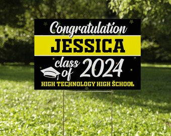 Graduation Senior Sign 2024 with H-Stake - Graduate Yard Sign - Graduation Corrugated Sign - 2024 Graduate Sign - High School Grad CZFM41