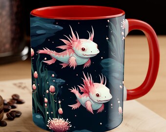Axolotl Coffee Mug, Cute Axolotl Gift, Mexican Walking Fish Lover, Funny Pink Axolotl Cup, Gift for Her, Him, Aquarium,Animal,Mom,Dad CYNI04