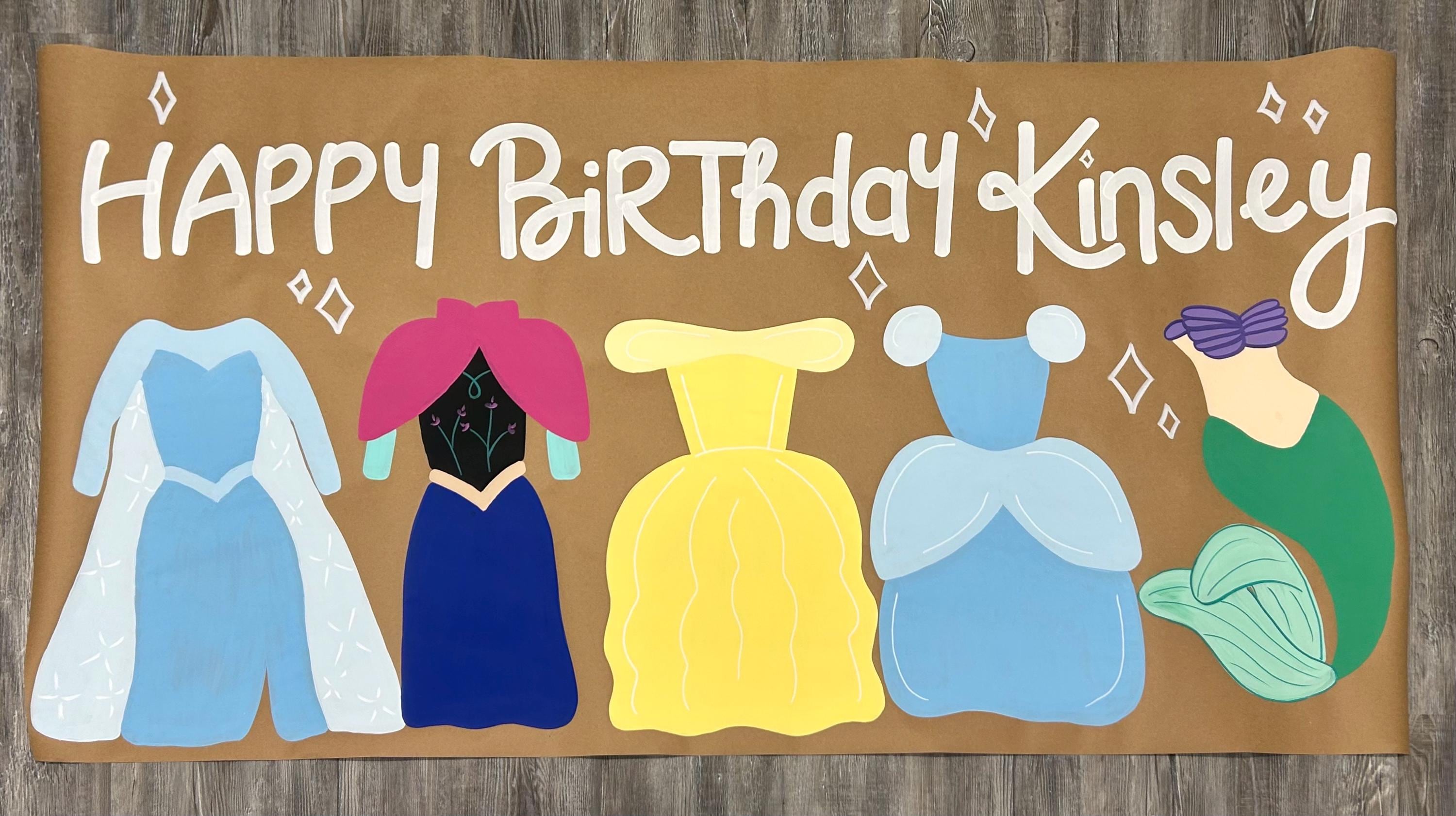 princess birthday banner, princess dress