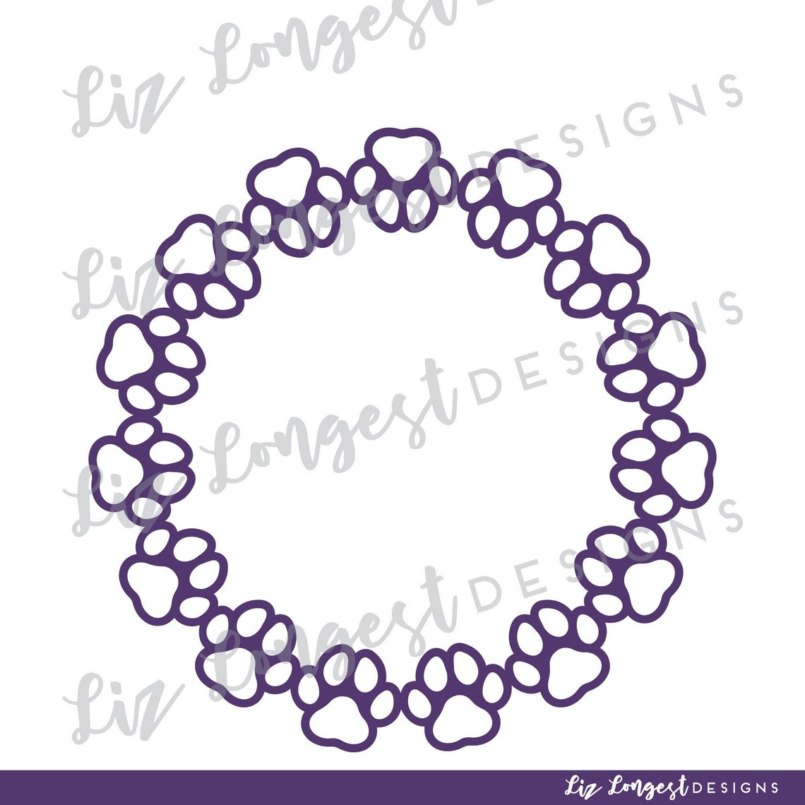 Paper Cut File for Scrapbooking Paw Print Circle Wreath Etsy