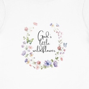 God&#39;s Little Wildflower Toddler Tee, Christian Shirt, Floral Toddler Top, Summer Outfit, Gift for Little Ones,  Religious Gift