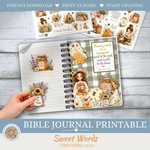 Bible Journaling Printable. Honey Sweet Words- Proverbs 16:24 (PDF Digital Download)
