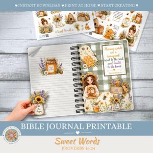 Bible Journaling Printable. Honey Sweet Words- Proverbs 16:24 (PDF Digital Download)