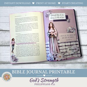 Bible Journaling Printable. God's Strength - Philippians 4:13 (PDF Digital Download)