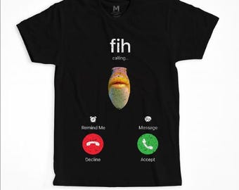 Fih Calling Shirt - Lustiges Incoming Call Fish T-Shirt mit Akzeptieren oder Ablehnen Design - Perfektes Knebelgeschenk für Angler, die immer den Fisch beantworten