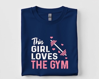 This Girl Loves the Gym – Cute Pink Barbell Workout Tee for Fitness-Loving Women