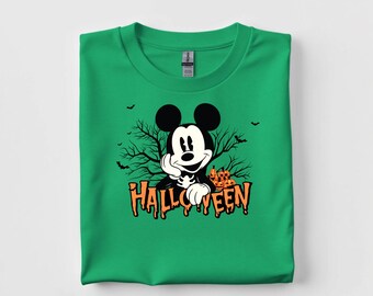 Shirt cartoon muis Halloween | T-shirt met spooky pompoen | Vintage Halloween-kostuum-T-shirt | Leuke trick or treat-outfit voor herfstfeest