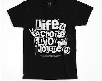 Das Leben ist eine Wahl Genieße die Reise T-Shirt - Inspirierendes grafisches T-Shirt mit Peace-Zeichen und mutiger Typografie, motivierendes Casual Shirt