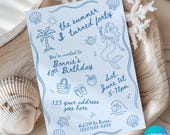 40th Birthday Beach Invitation, Summer I Turned Forty Invite, Coastal Summer Party Invite, Milestone Birthday, Editable Canva Template