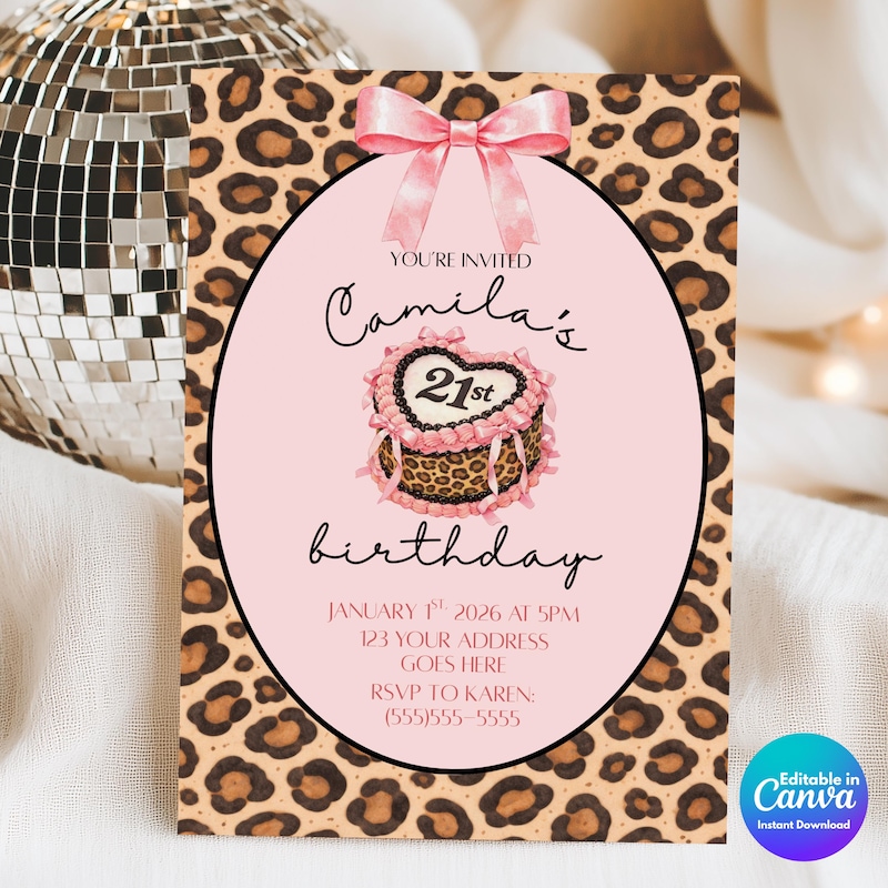 Cake Event Invite Leopard Invitation Cake - Etsy